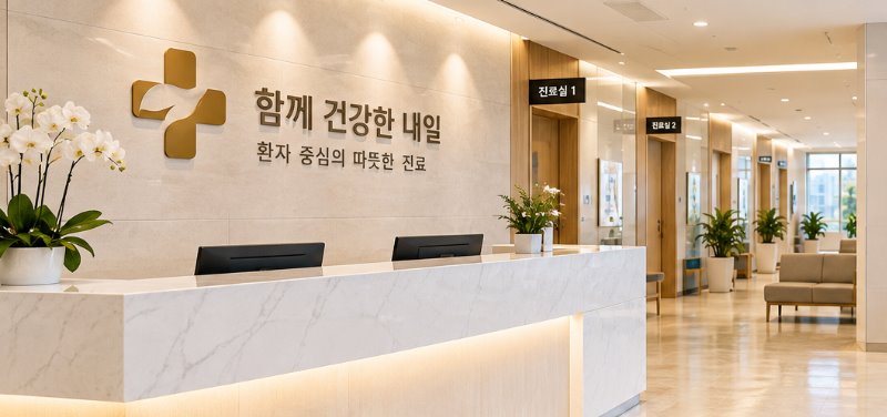 병원 로비와 접수 공간 예시 이미지